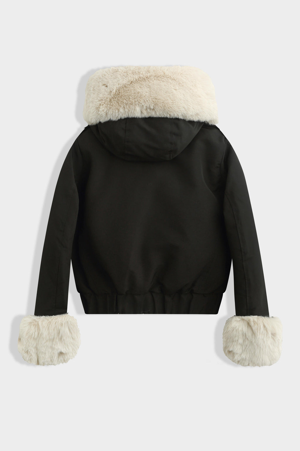 Harper Faux Fur Trim Bomber Jacket - Black/Cream
