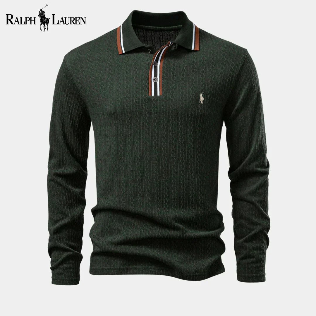 RL™ Men's long-sleeved knitted polo shirt + Free Perfume Bleu de Chanel