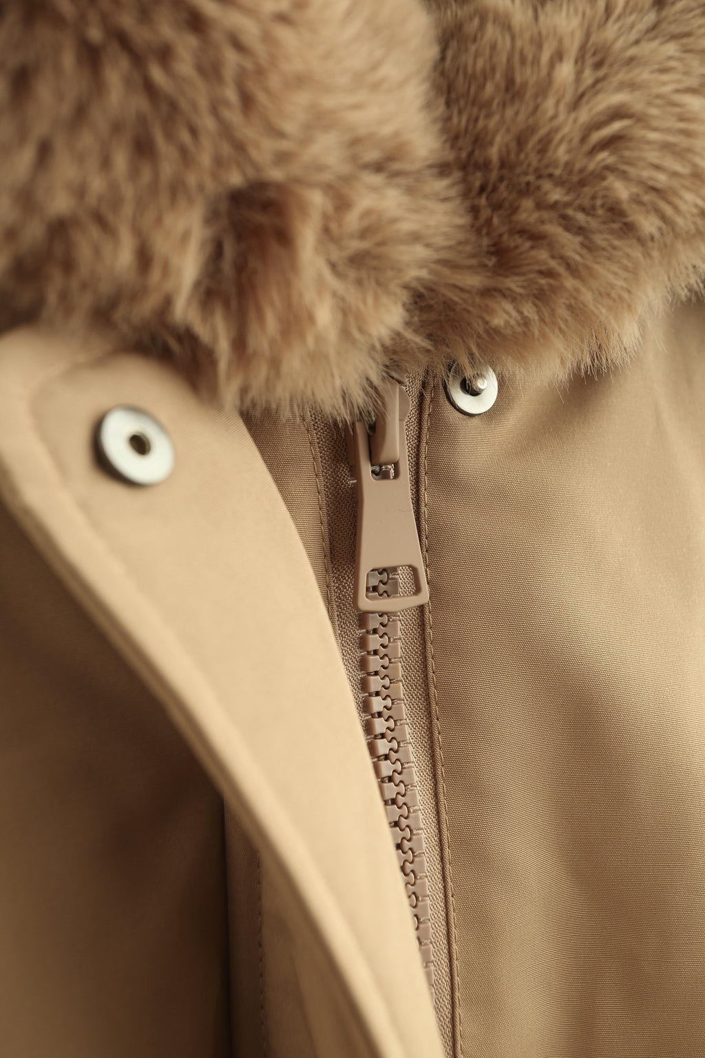 Harper Faux Fur Trim Bomber Jacket - Tan