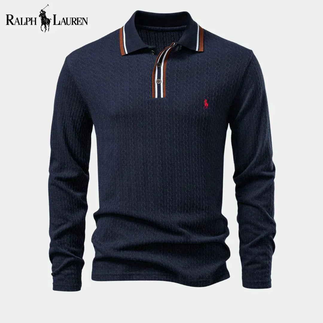 RL™ Men's long-sleeved knitted polo shirt + Free Perfume Bleu de Chanel