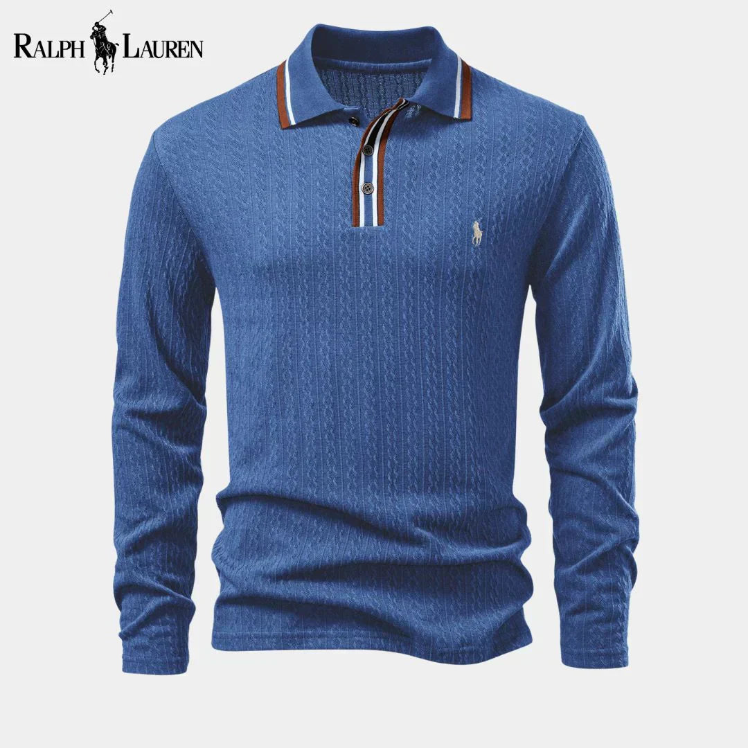 RL™ Men's long-sleeved knitted polo shirt + Free Perfume Bleu de Chanel