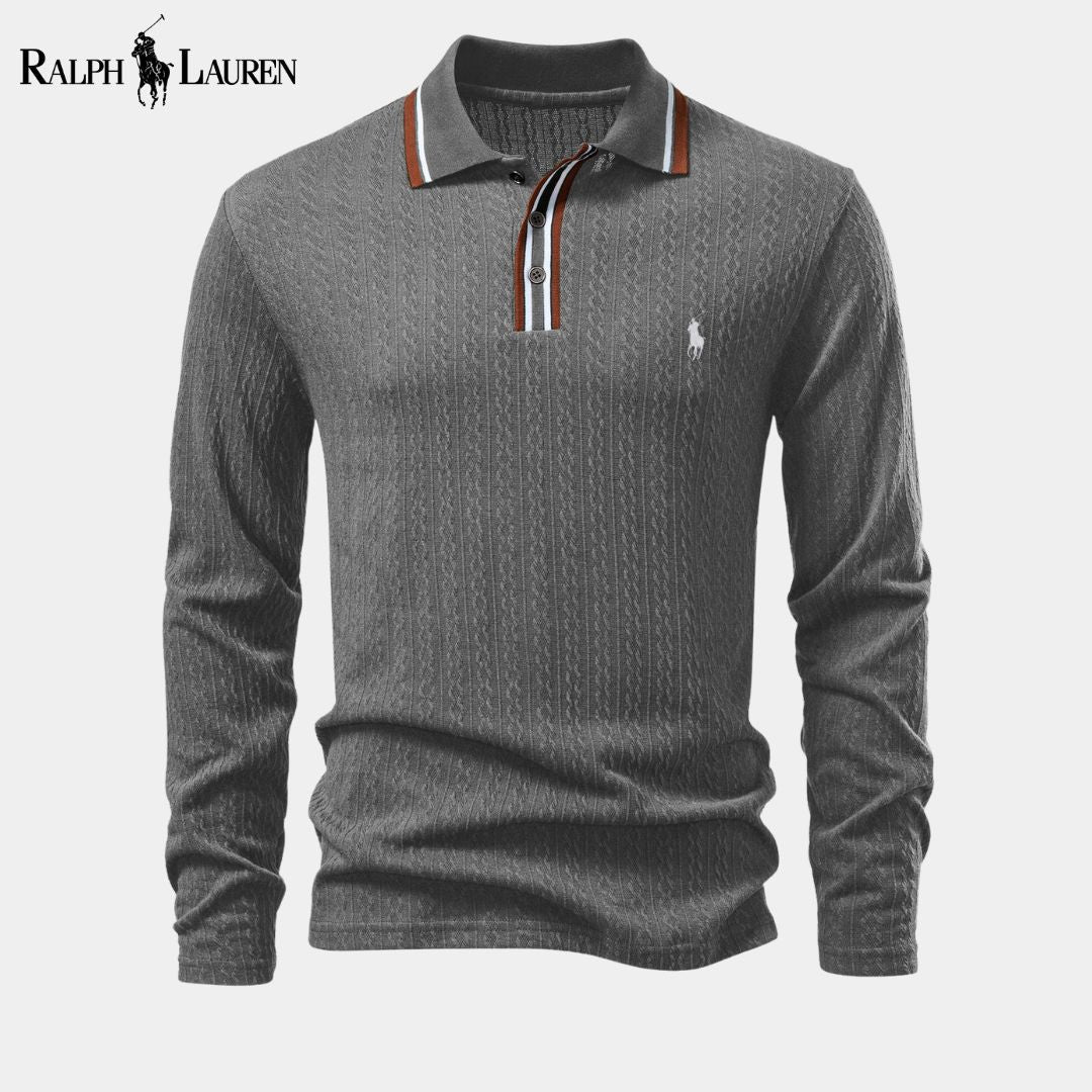 RL™ Men's long-sleeved knitted polo shirt + Free Perfume Bleu de Chanel