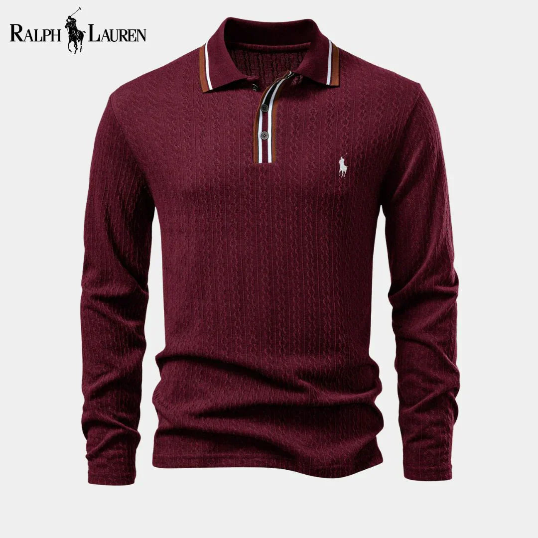 RL™ Men's long-sleeved knitted polo shirt + Free Perfume Bleu de Chanel