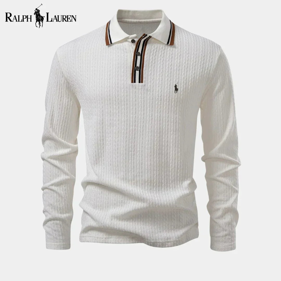 RL™ Men's long-sleeved knitted polo shirt + Free Perfume Bleu de Chanel