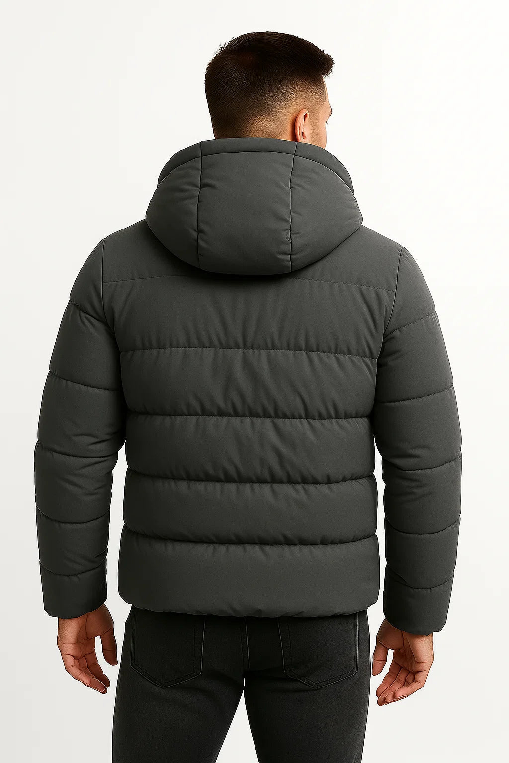 Men’s Puffer Jacket with Hood – Insulated Cotton Blend Winter Coat