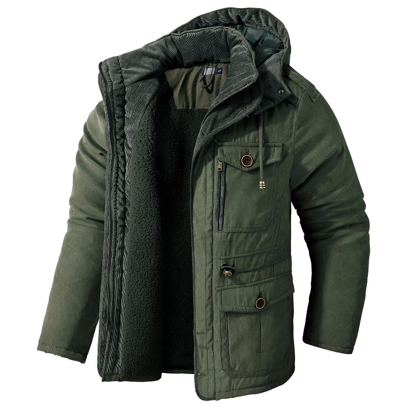 Men’s Water-Repellent Jacket | Hooded Winter Coat with Warm Lining