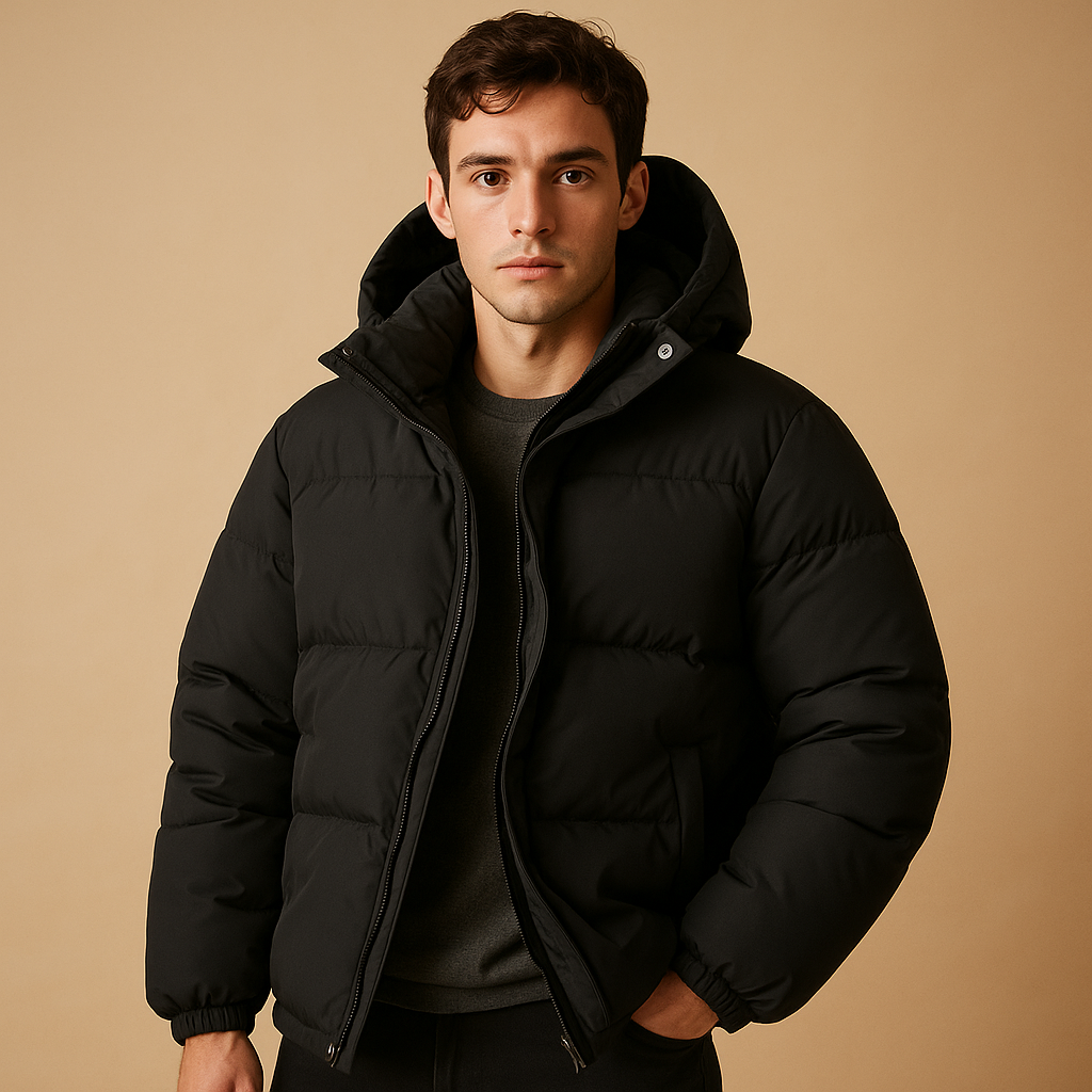 Men's Puffer Jacket with Hood – Quilted Winter Coat