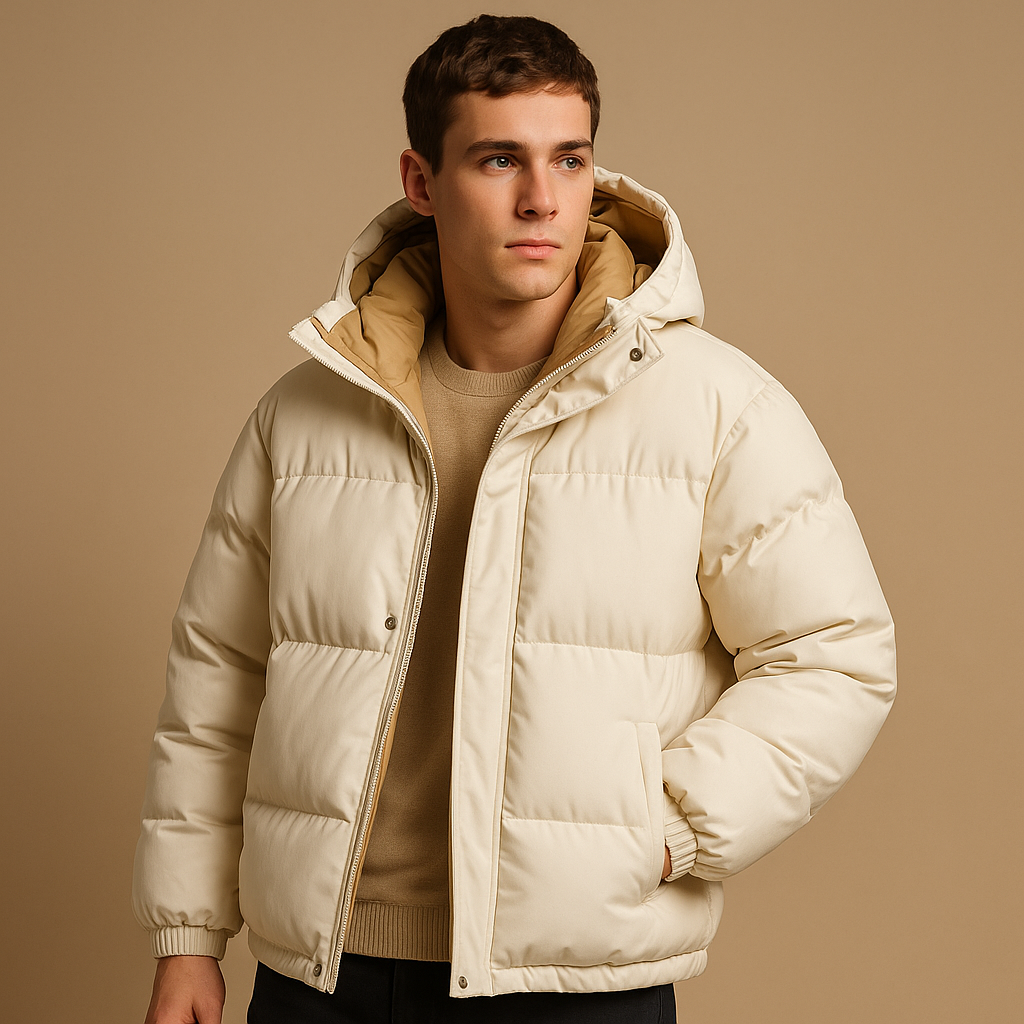 Men's Puffer Jacket with Hood – Quilted Winter Coat