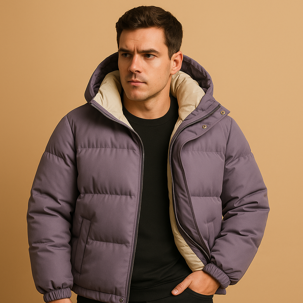 Men's Puffer Jacket with Hood – Quilted Winter Coat