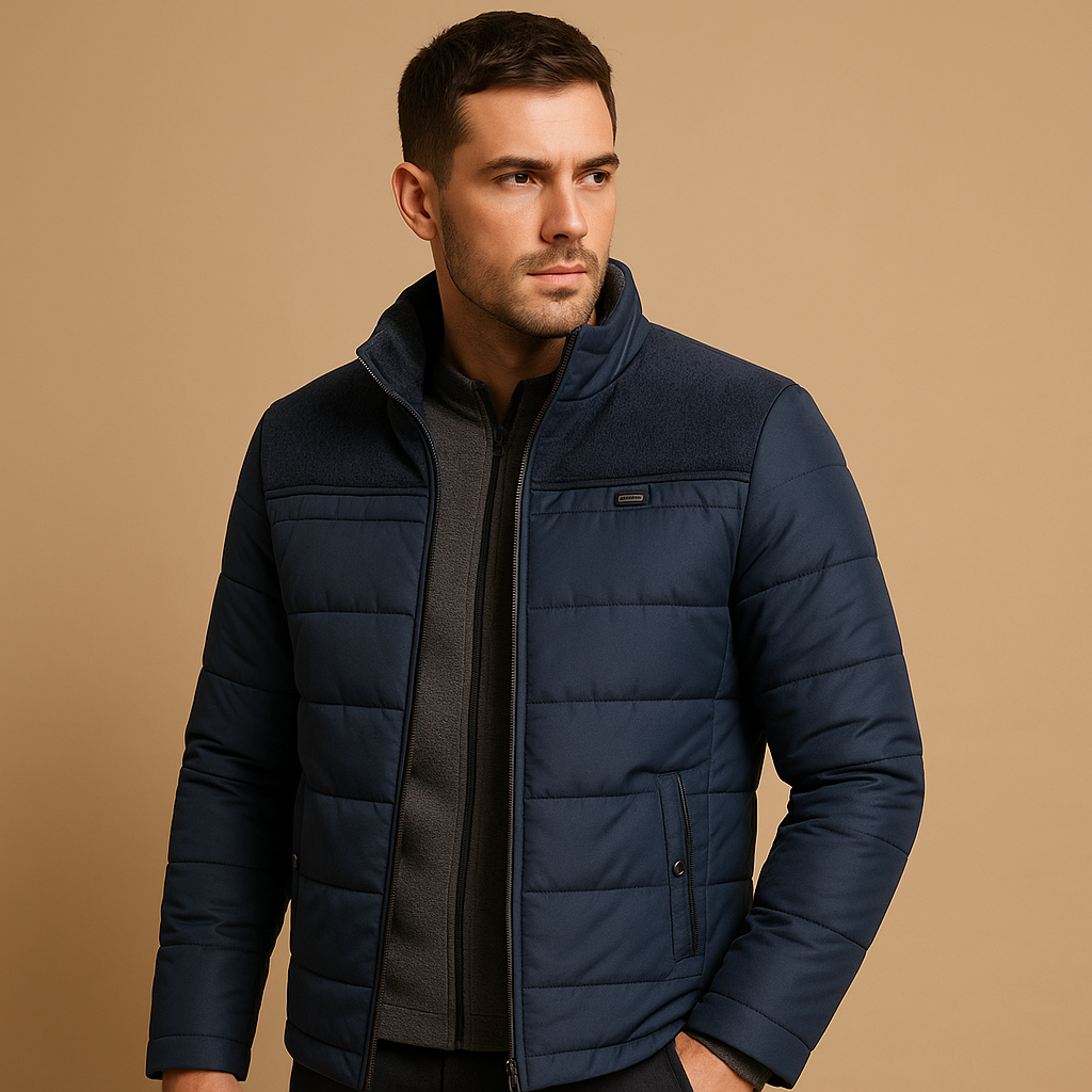 Men’s Fleece Zip Jacket with High Collar – Warm and Lightweight